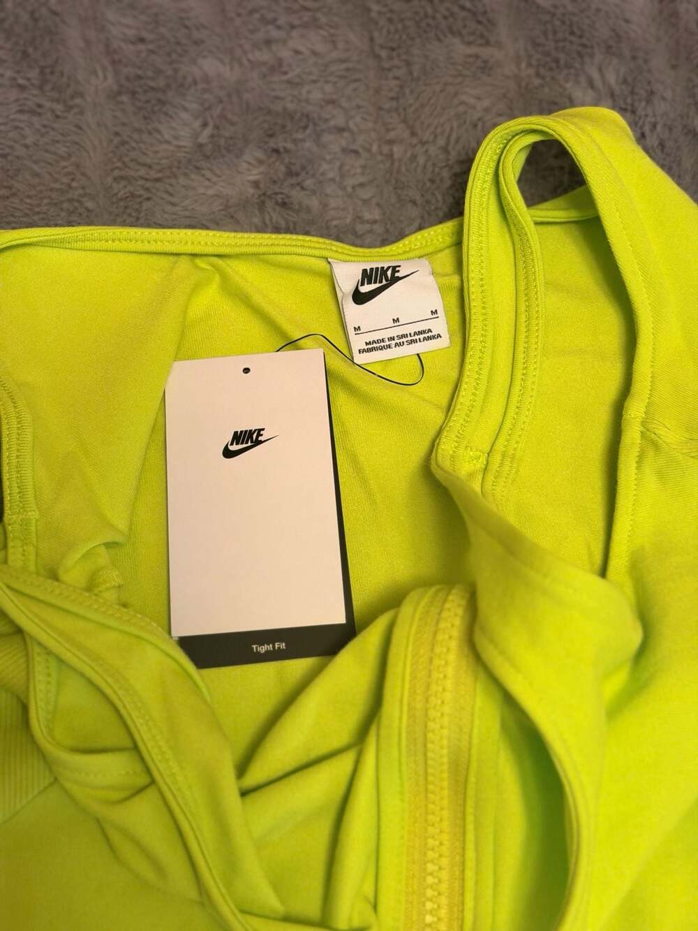 Nike Air Women's Tight Fit Zip-Front Tank Dress Neon Yellow Size M - Picture 2 of 3
